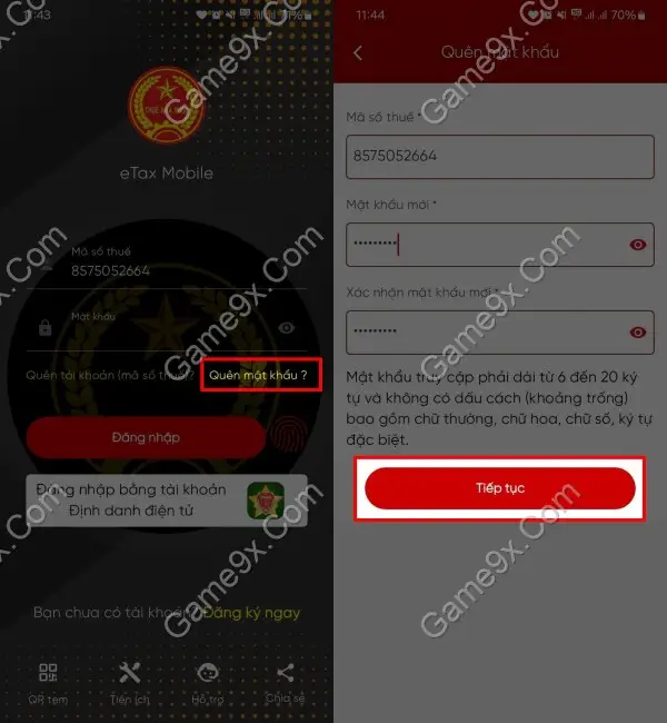 Hình ảnh Hướng dẫn các bước lấy lại mật khẩu Etax Mobile trên Điện Thoại Ảnh mô tả Hướng dẫn các bước lấy lại mật khẩu Etax Mobile trên Điện Thoại